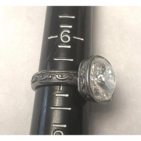Brighton Jewelry - Brighton Vintage Silver Statement Ring with Large Crystal